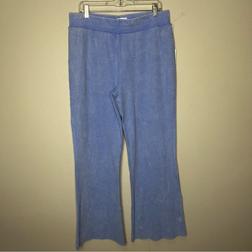Sunnyside By Sundry Cotton Blend Waffle Knit Lounge Pants XL Blue Casual NWT‎
